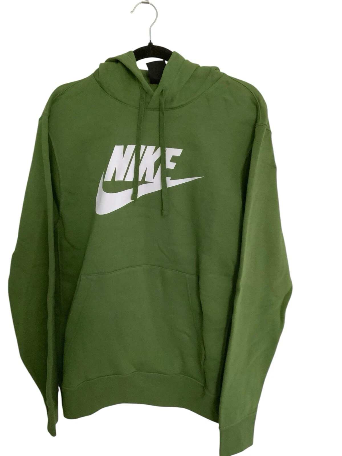 Nike Sportswear Club Men's Pullover Hoodie - Green White Size MED