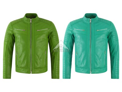 RACER Herren Stepp Biker Lederjacke Moto Classic Retro Style Mode Jacke