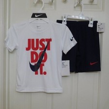 NWT 2pc Nike White Red Midnight Navy Shirt  Shorts Set sz 5 6 or 7