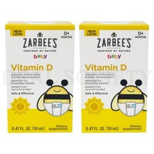 Zarbee's Vitamin D Drops for Infants, 400IU 10mcg 0.47oz Lot of 2