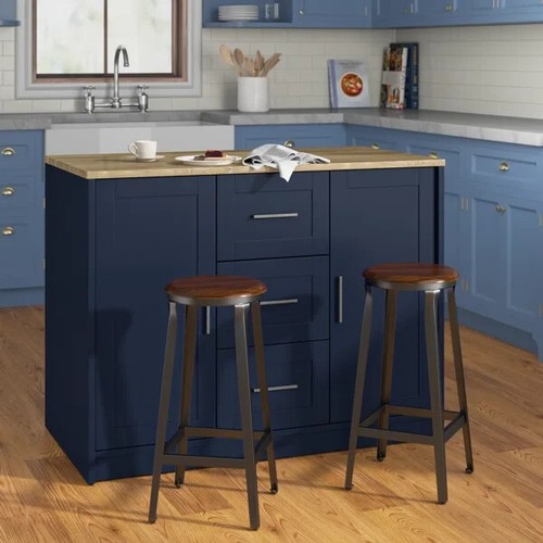 Allycia Kitchen Island by Lark Manor in color Insignia Blue. 
