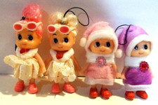 Lot of 4 Plastic Dolls For Phone, Purse, Backpack Charm Strap - NWOT  13 