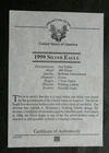 Certificates for USA 1oz Silver American Eagles $1 Coins See Menu (NO COINS)
