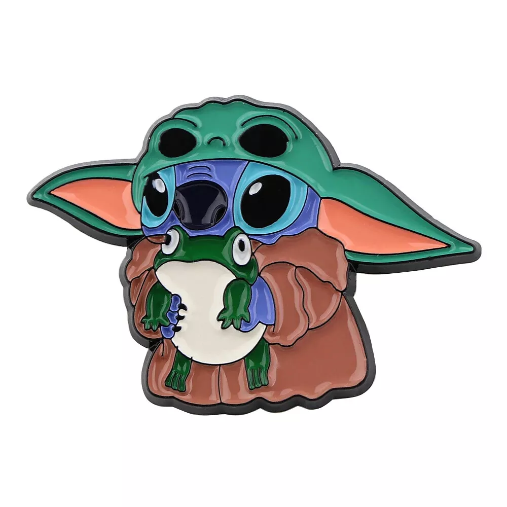 Stitch in Baby Yoda Costume Lilo And Stitch Cartoon Character Enamel Metal  Pin