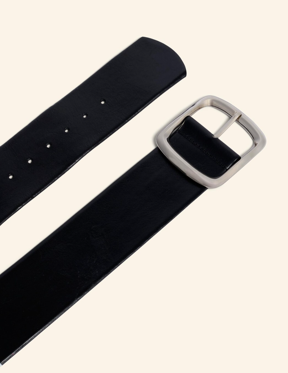 Zara Limited Edition 7cm Wide Leather Belt Black Size W30  display picture 1