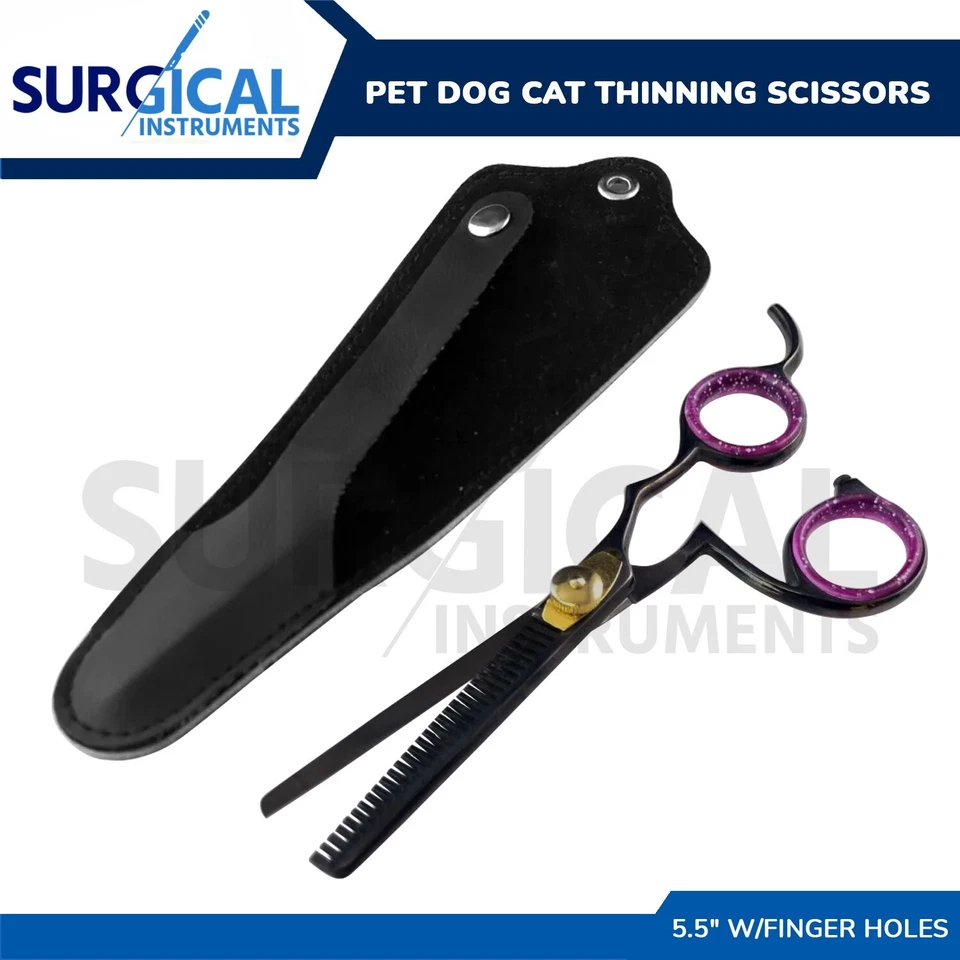 Tijeras adelgazantes de pelo para mascotas perros gatos 5,5" negras grado alemán AE-1160 Foto 2 de 3