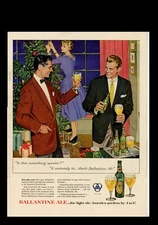 1954 Vintage Print Ad Ballentine Ale Gentlemen Drinking Wife In Christmas Tree