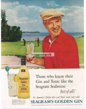 1955 SEAGRAM'S Golden Gin & Tonic on While Golfing Golf Course VINTAGE  Print Ad