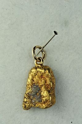 VINTAGE ANTIQUE 24K GOLD NATURAL NUGGET CHARM PENDANT CALIFORNIA GOLD RUSH FOB