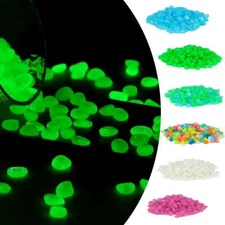 300PCS Glow in The Dark Pebbles Garden Glowing Rocks Fish Tank Luminous Stones