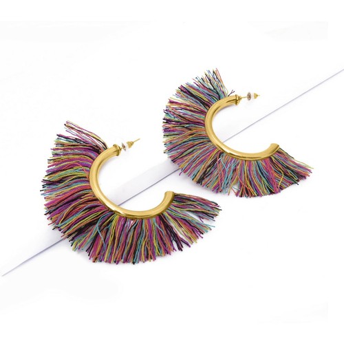 Fashion Multicolored Thread Ear Stud Earrings Elegant Women Jewelry Gift Wedding - Picture 4 of 5