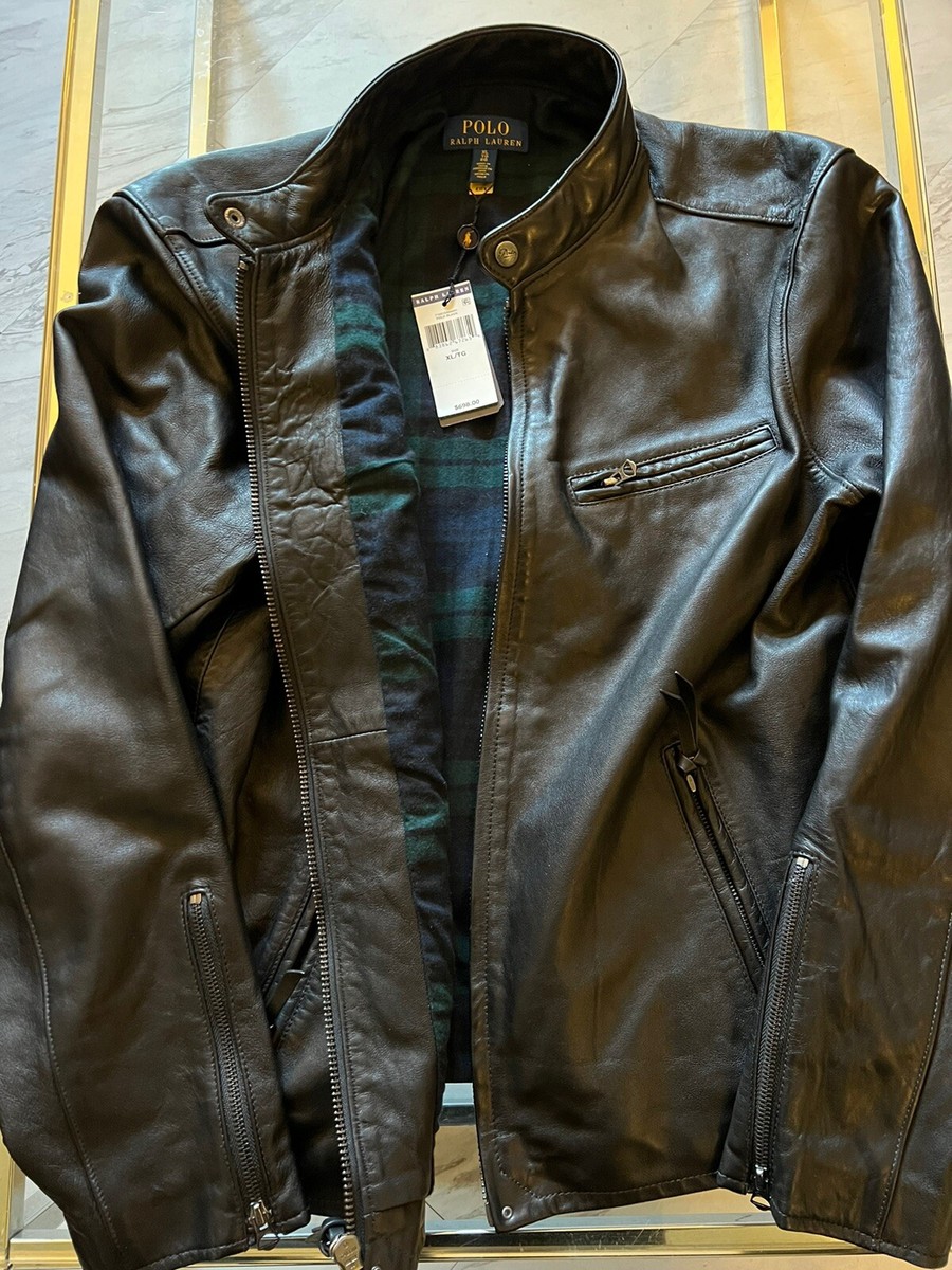 New Polo Ralph Lauren Cafe Racer Biker Jacket Sheep Leather