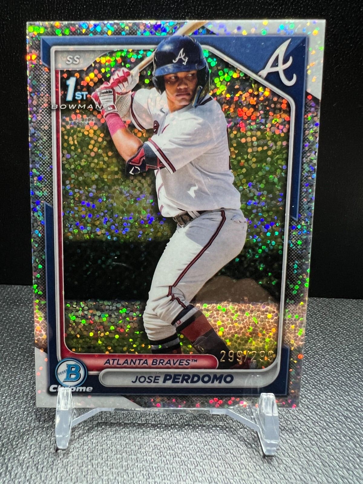 2024 Bowman Chrome Jose Perdomo Speckle 1st Bowman 299/299 - Braves