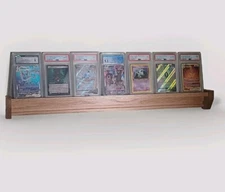 Premium Oak Trading Card Display Shelf - PSA slabs, Top Loader, Desk Or Wall