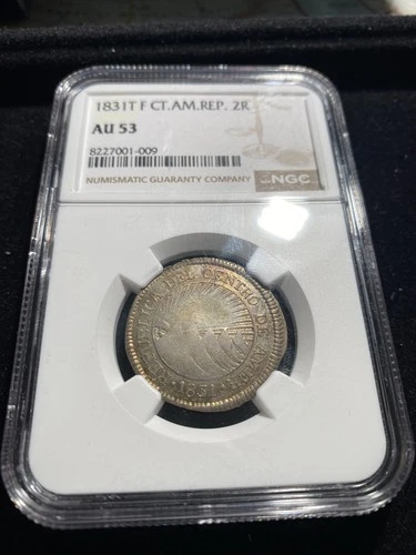 RARE Central American Republic (Honduras) 1831 TF 2 Reales NGC AU53 7/5 POP