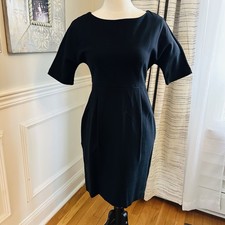 Ann Taylor Black Short-Sleeve Sheath Dress w Dolman Sleeves Sz 0