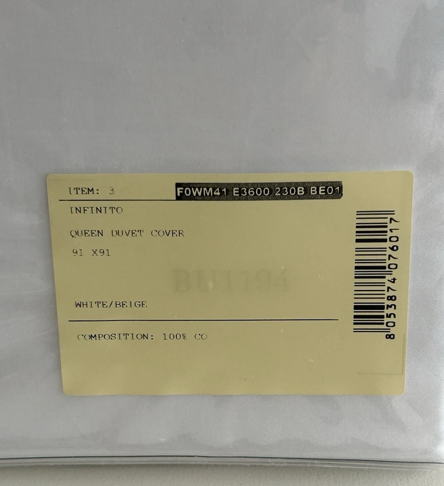 Funda nórdica Frette Infinito Queen blanca/beige 100 % algodón satén Foto 3 de 4