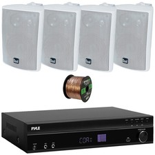 Pyle PT875BT FM Radio Bluetooth Receiver, 4x 4" 200W Indoor/Outdoor Speakers