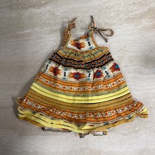 Seminole Indian Girls Aztec Print Dress Handmade Unbranded