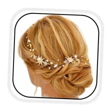 Star Rhinestone Bride Wedding Vine Bridal Hair Piece Crystal Hair Gold