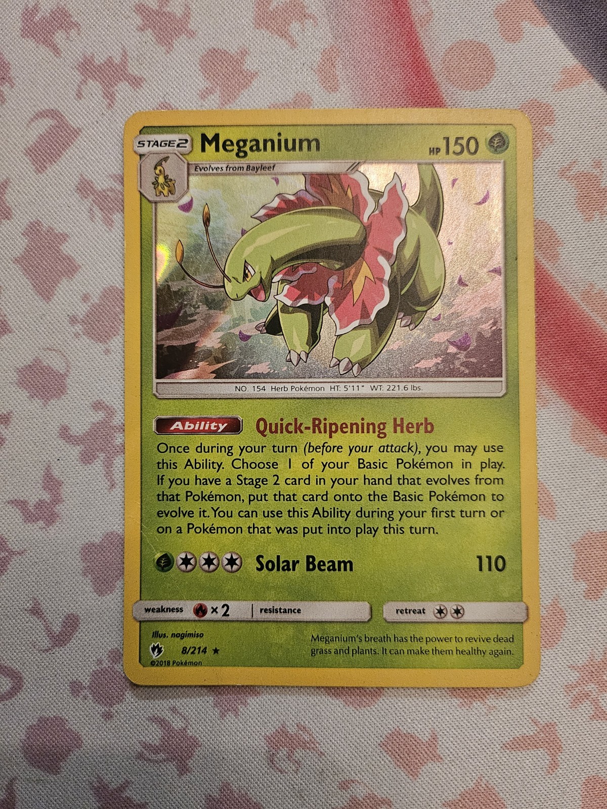 Pokémon TCG Meganium Holo Holo Rare Card Sun & Moon Lost Thunder 8/214