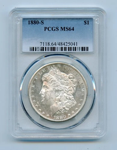 1880-S Morgan Silver Dollar $1 PCGS MS64 - Semi-PL Beauty!