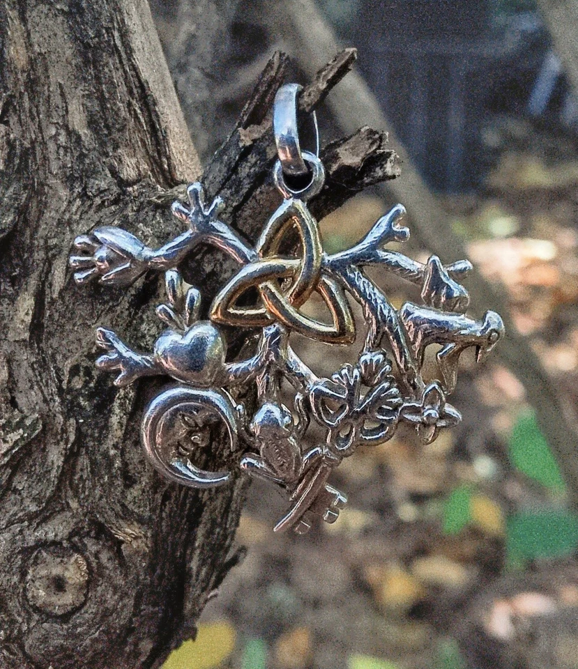 Peter Stone Jewelry🔥CIMARUTA PENDANT🔥w/ Gold Vermillion Triquetra .925 SS HTF - Image 3 of 4