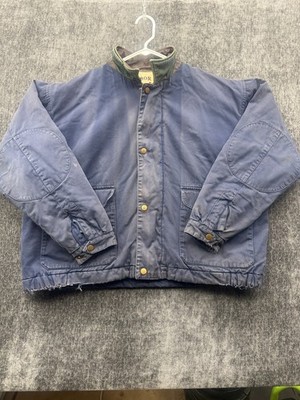 Harbor Bay Work Jacket Men 2X Blue Cotton Lined Elbow Patch Snap Front Authentic