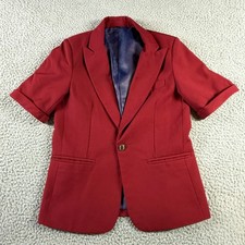Fashion Red Boys Size 130 Single Breasted Lined Cuffed Sleeve Sport Coat Blazer