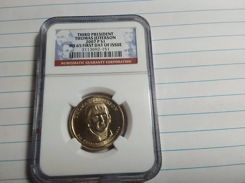 3rd President Thomas Jefferson 2007P NGC Certified MS65 1st Day Issue POSITION A