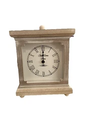  Clock for Shelf Table Or Desk 9"x7" - Farmhouse Decor Wood Mechanical White
