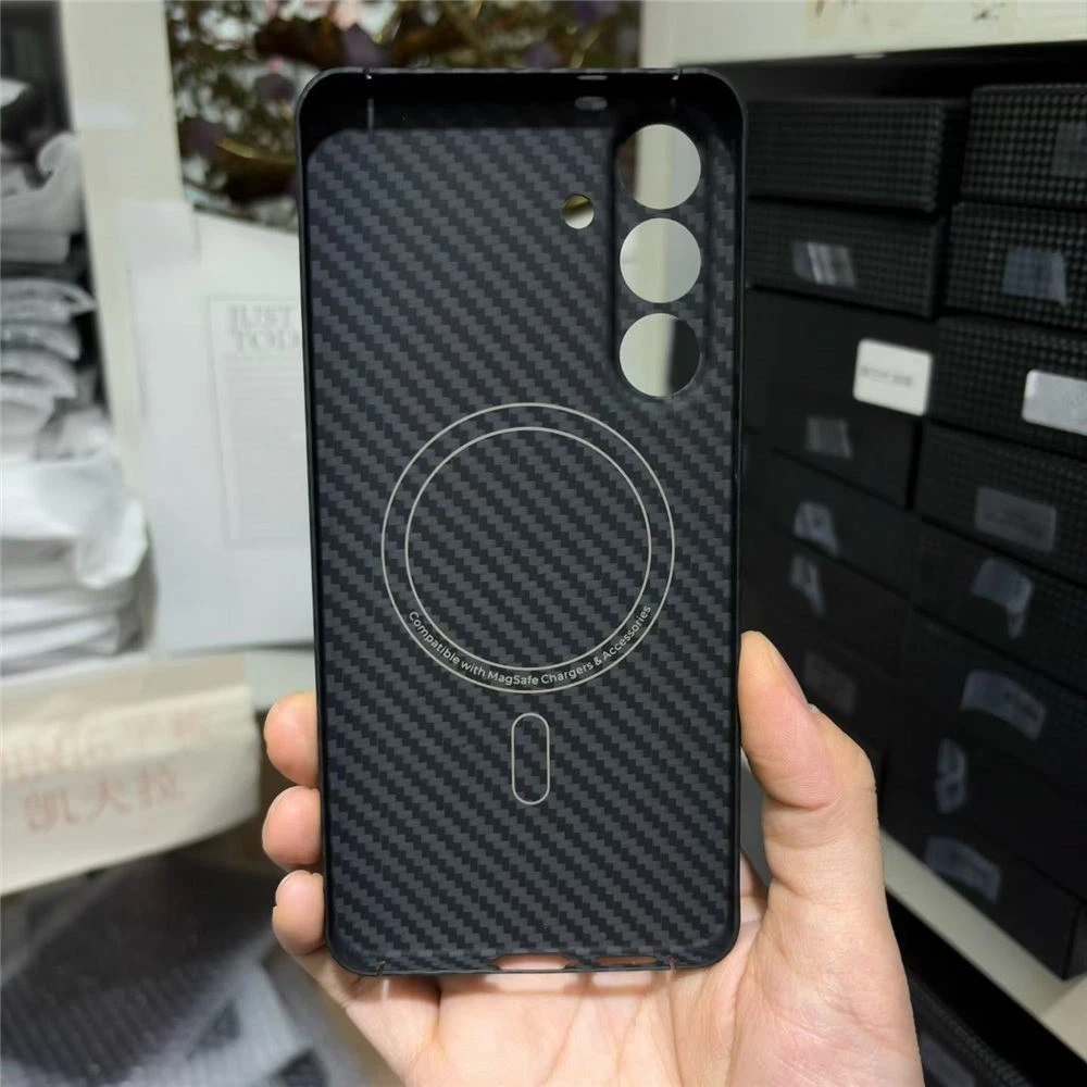 Magnetic Genuine Aramid Carbon Fiber Case For Samsung Galaxy S25 FE Armor Cover - Picture 3 of 6