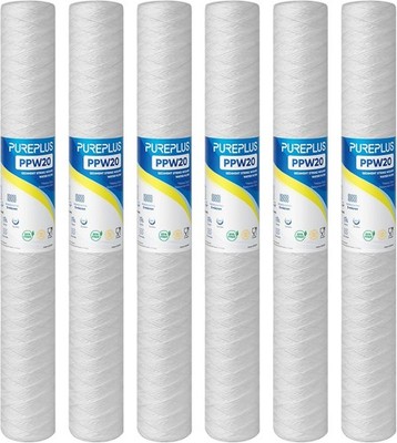 6Pack 5 Micron 2.5''x 20'' Whole House String Wound Sediment Filter for Well Water