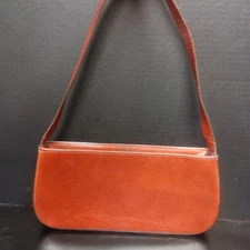 Vintage Cognac Smooth Leather Shoulder Bag Handbag Purse