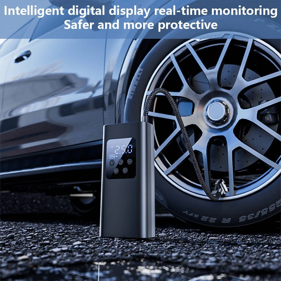 Compresor de aire portátil inflador de neumáticos 150 PSI - Bomba de aire eléctrica para neumáticos de coche Foto 2 de 4
