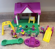 Vintage Barney The Dinosaur School House With Some Accessories