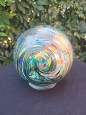 Hand-blown Sea Glass Globe With Encased Shells - 5 " Coastal Art Orb
