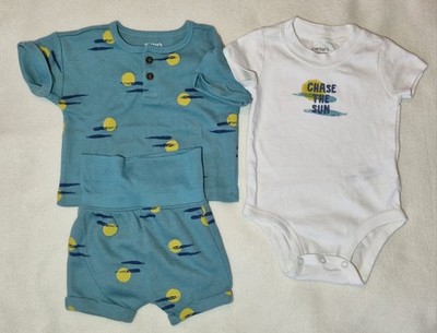 Carter's Baby Jungen Sommer Set 3tlg - Body, Shorts, Shirt Gr. 68