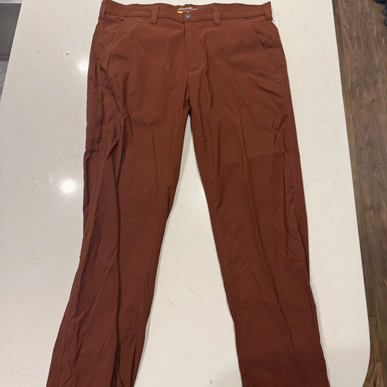 Eddie Bauer Pants Mens 38x33 Red Travex Stretch Nylon 5-Pocket Hiking Travel