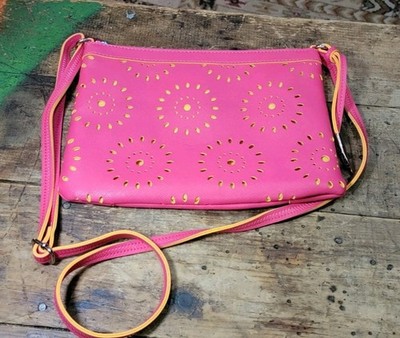 Carlos Santana Pink Starburst Bag Purse 10x8 Zip Top Shoulder