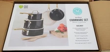 Martha Stewart Galway Aluminum Ceramic Nonstick 10-Piece Cookware Set Black