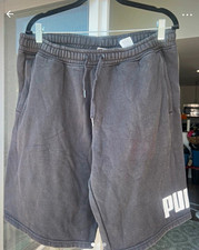 PUMA Mens Black Athletic Knit Cotton Shorts L...