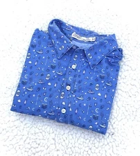Criquet Mens Short Sleeve Printed Polo Shirt Blue Sz XXL