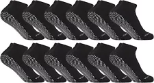 Women's Non Slip No-Skid Socks, For Hospital, Yoga, Grippy  Sock(12 Pairs Black)