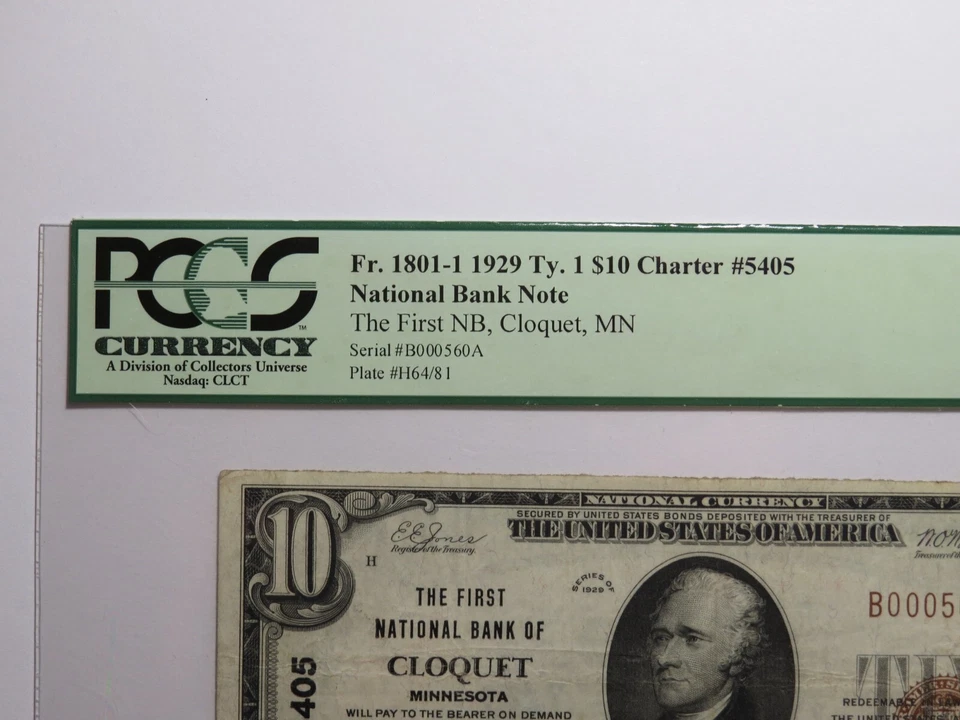 $10 1929 Cloquet Minnesota MN National Currency Bank Note Bill #5405 VF25 PCGS - Image 2 of 4