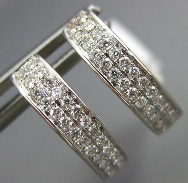 FILA ORECCHINI HUGGIE OVALI ESTATE .26CT DIAMANTE ORO BIANCO 18KT 3D CLASSICI 2 FILE