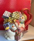 Fitz And Floyd 1995 Frosty Folks Snowman Ceramic Pitcher 8” w/ Original Box- Exc
