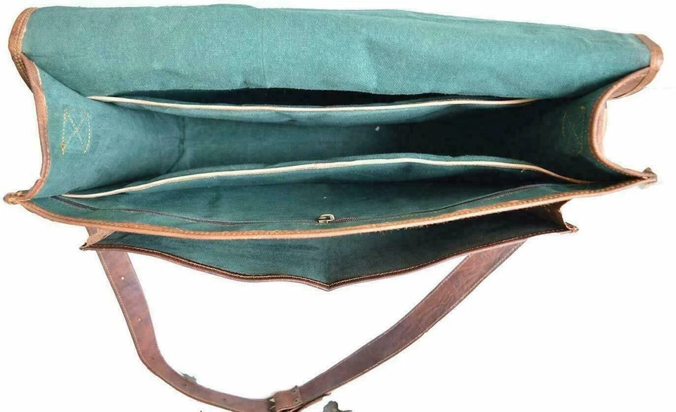  Maletín escolar para computadora portátil bolso de cuero impresionante bolso de hombro mensajero vintage Foto 3 de 4