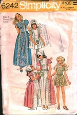6242 Vintage Simplicity Sewing Pattern Girls Dress Two Lengths Scarf Cottagecore