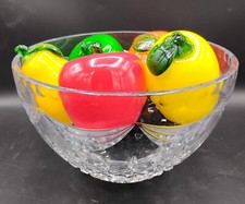 Lot Of 7 Vintage Murano Style Fruits Vegetables Hand Blown Glass Decorative